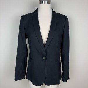 J. Crew Parke Blazer Jacket Wool Flannel Size 4 Black Lined Classic Style J5627